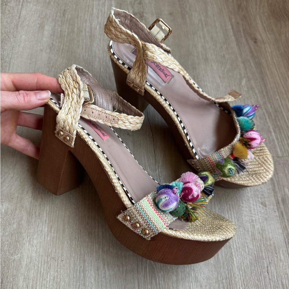 Betsey Johnson Multicolor Tassel Platform Heels